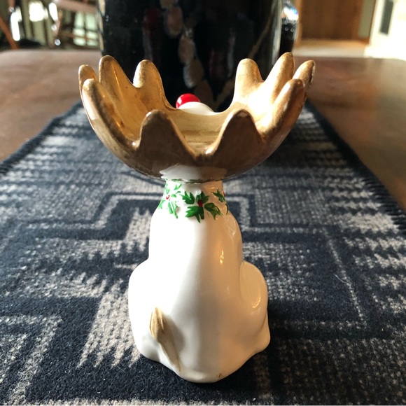 Fitz and Floyd Christmas reindeer moose ceramic figurine Handpainted Japan - Picture 3 of 6